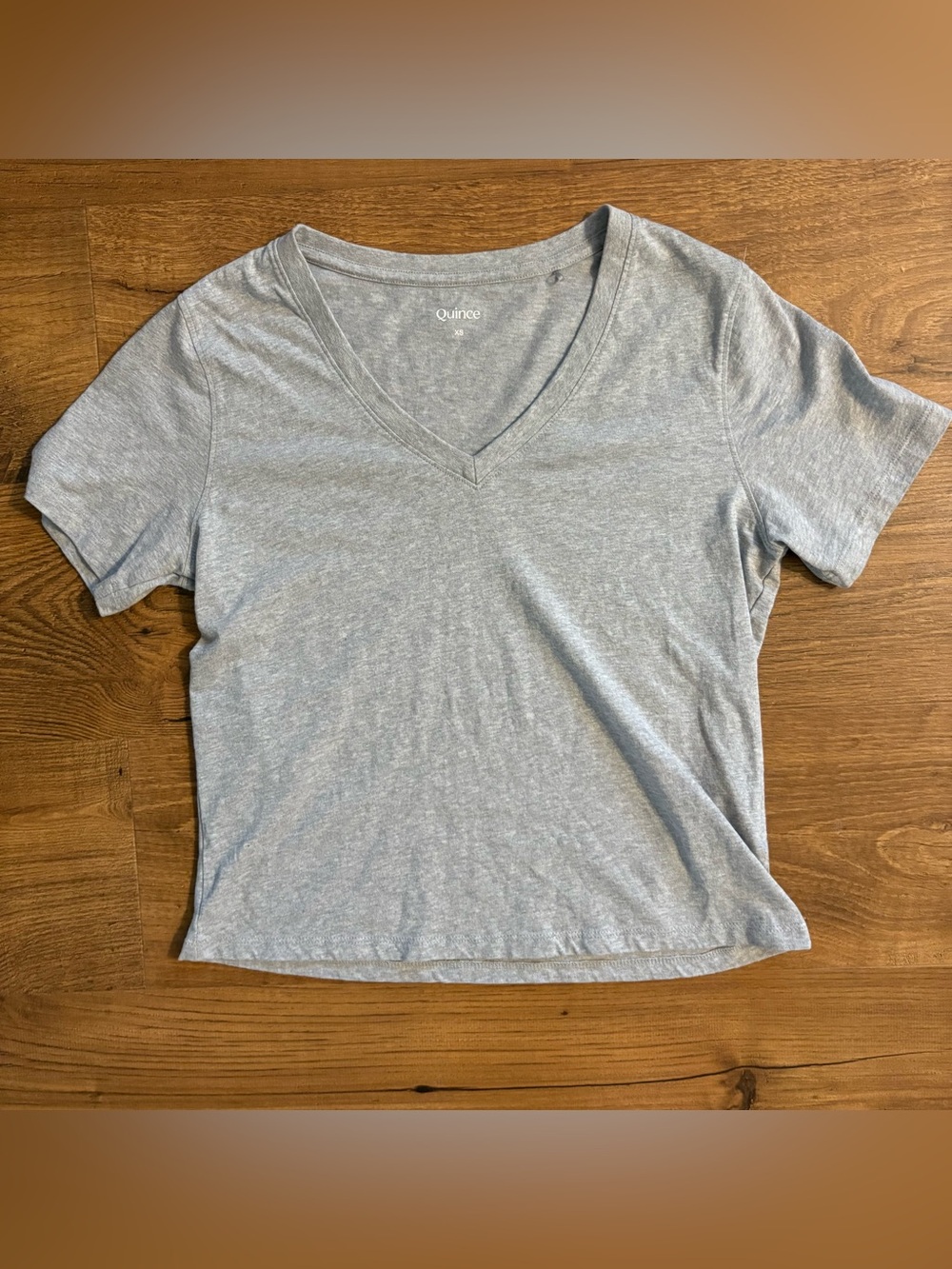 Quince Light Grey V-Neck Short Sleeve Tee